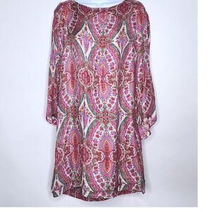 Zara Woman Paisley Mini Silk Sheath Dress Size Large